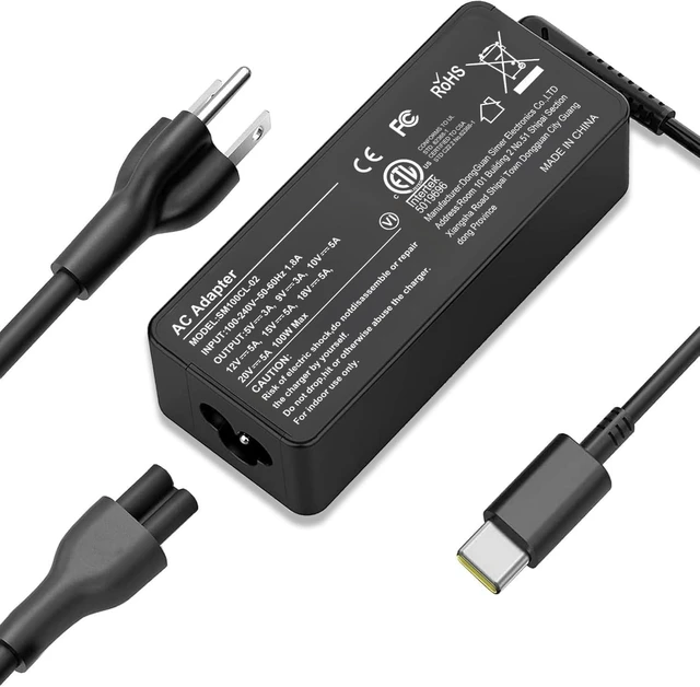 Main image of USB C Laptop Charger 100W AC Laptop Power Adapter Replacement for ThinkPad Acer MacBook MSI Toshiba Universal Chromebooks Type C Power Cord