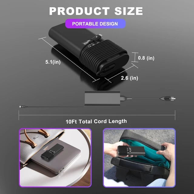 Alt view image 5 of 7 - 90W Watt AC Adapter Compatible with Laptop Charger USB C