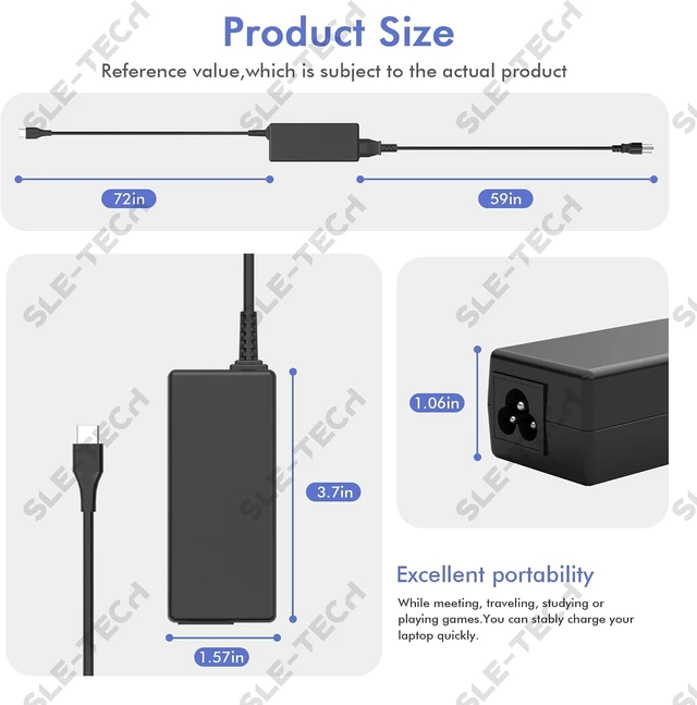 Alt view image 2 of 7 - 45W USB-C Laptop Charger for Chromebook Acer