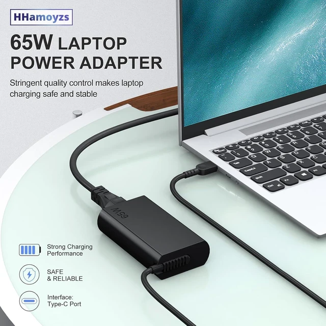Alt view image 4 of 6 - 2026 New Slim 65W USB C Laptop Charger Compatible with Thinkpad/Yoga 7i 9i L13 /Chromebook/ThinkBook 14 16 Type C Power Adapter