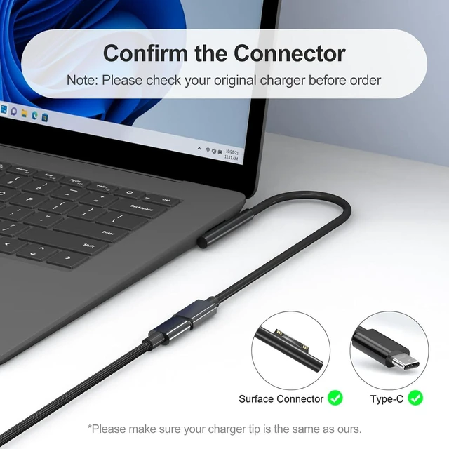 Alt view image 3 of 7 - New 65W Surface Pro ChargerMicrosoft Surface Charge Compatible with Surface Pro 12/11/10/9/8/7+/7/6/5/4/X Power Adapter Microsoft Surface Book 1 2 3 Both Microsoft Surface Laptop/Tablet