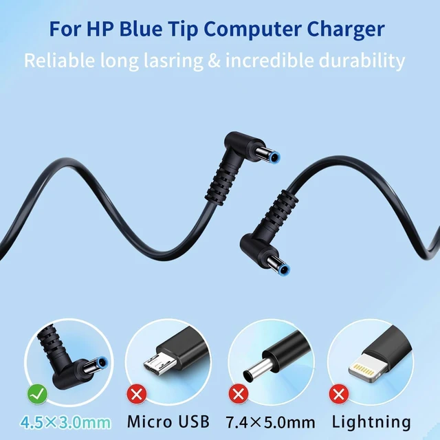 Alt view image 5 of 7 - 45W Smart Blue Tip Power Adapter for Laptop Computer