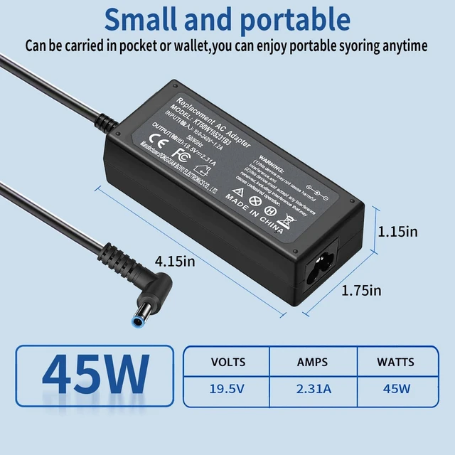 Alt view image 4 of 7 - 45W Smart Blue Tip Power Adapter for Laptop Computer