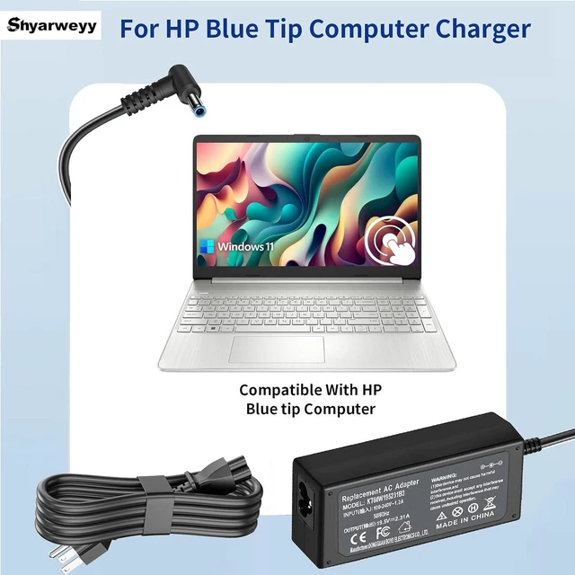 Alt view image 7 of 7 - 45W Smart Blue Tip Power Adapter for Laptop Computer