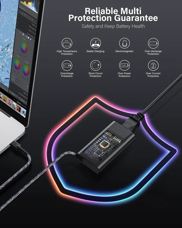 Alt view image 6 of 6 - 65W USB C Laptop Charger Compatible with Spectre x360 EliteBook Envy Pavilion Chromebook Elite x2 Zbook ProBook Omnibook 65W USB C Type C AC Adapter Power