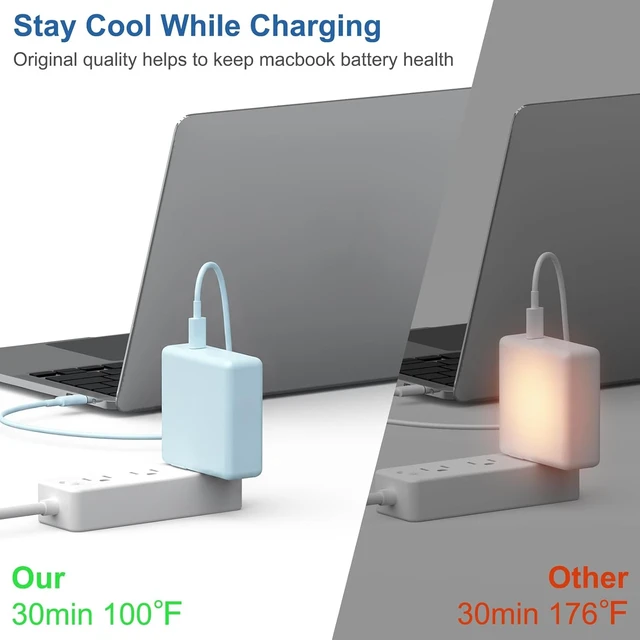 Alt view image 3 of 7 - Mac Book Pro Air Charger with 10FT Extra Long Type C Charging Cable Blue