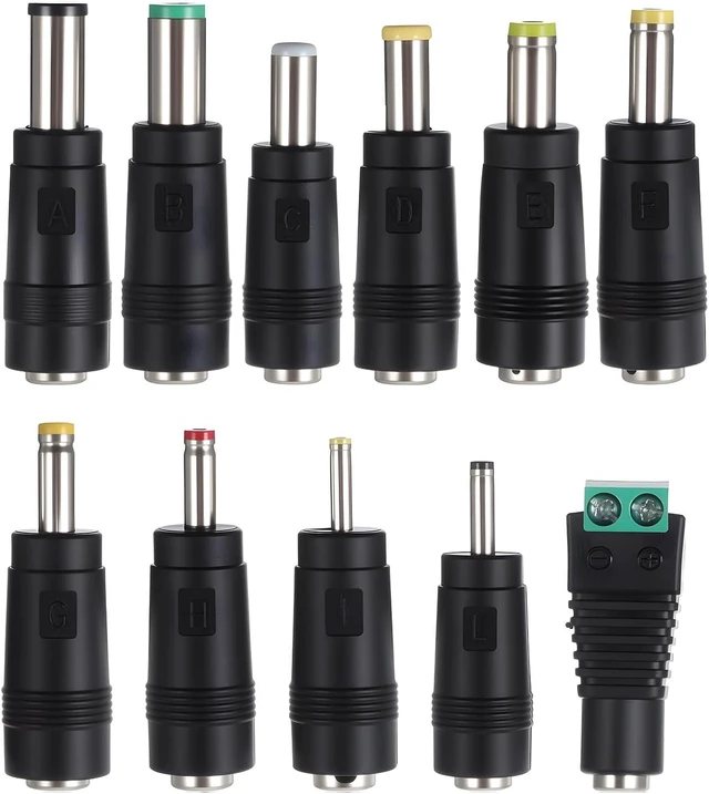 Main image of DC Adapter Plug 11 Pcs Universal 5.5 mm x 2.1 mm DC AC Power Adapter Tips Connector Charger Adapters Kit Power Supply Plug Jack Tips for Led Strip Laptop