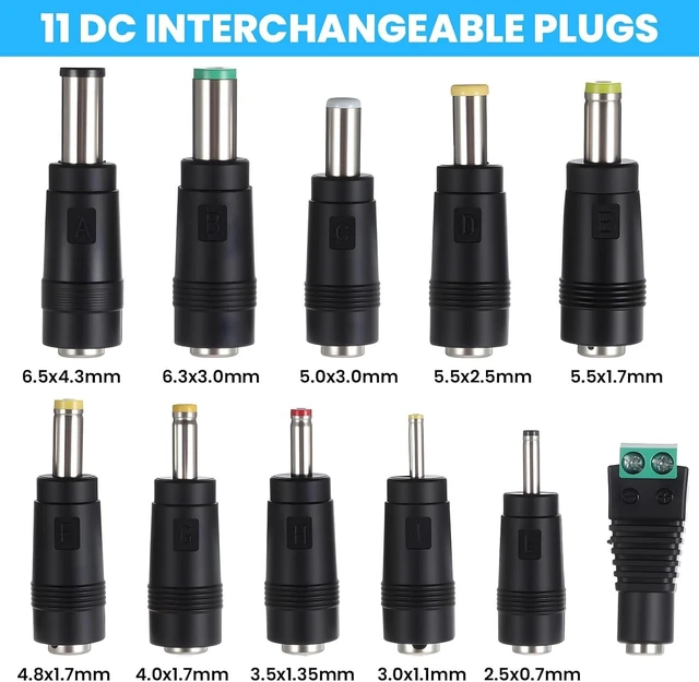 Alt view image 2 of 7 - DC Adapter Plug 11 Pcs Universal 5.5 mm x 2.1 mm DC AC Power Adapter Tips Connector Charger Adapters Kit Power Supply Plug Jack Tips for Led Strip Laptop