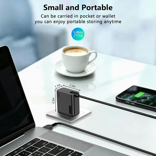 Alt view image 4 of 7 - 65W USB C Charger Compatible with Laptop Notebook Tablet Compatible with USB C Charging Port Devices