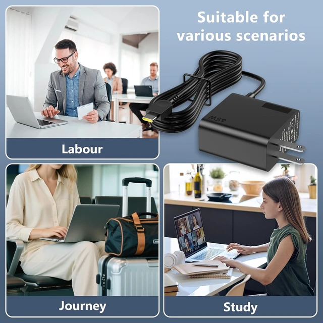 Alt view image 7 of 7 - 65W USB C Charger Compatible with Laptop Notebook Tablet Compatible with USB C Charging Port Devices