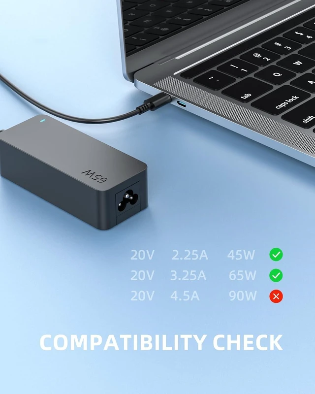 Alt view image 4 of 7 - Universal 65W USB-C Laptop Charger Type-C Power Adapter for All UL Listed