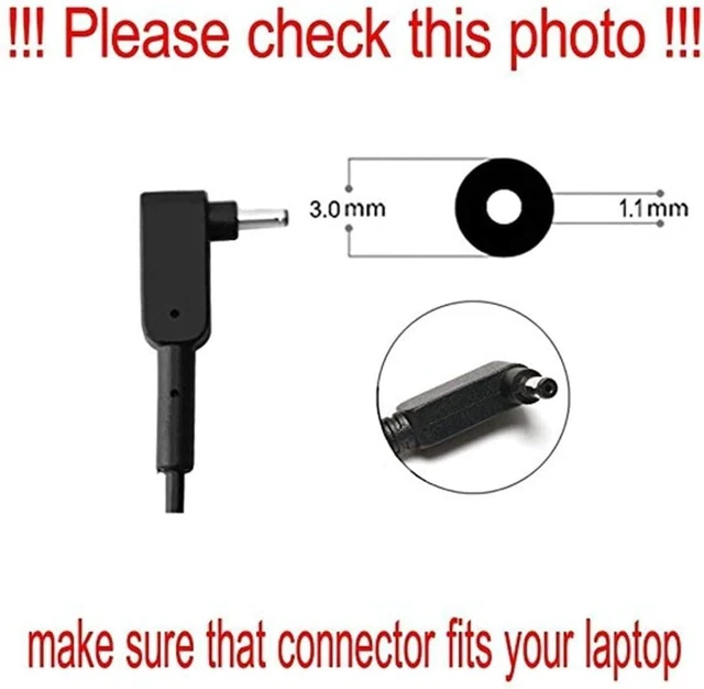 Alt view image 3 of 6 - 45W Laptop Charger Power Adapter Compatible with Acer Aspire 3 14 15 Spin 14 Fit for A314 A315 A317 Series A315-58 58G 57G 24P 44P A314-21 22 31 Laptop Replacement Charger