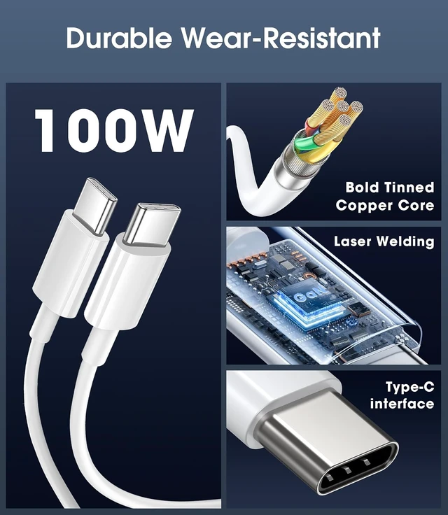 Alt view image 4 of 7 - Mac Book Pro Charger - 100W GaN USB C Laptop Charger Compatible with MacBook Pro/Air 16 15 14 13 Inch MacBook M1 M2 M3 M4 M5 iPad Pro/Air and All Type C Device Type C to C Fast Charger