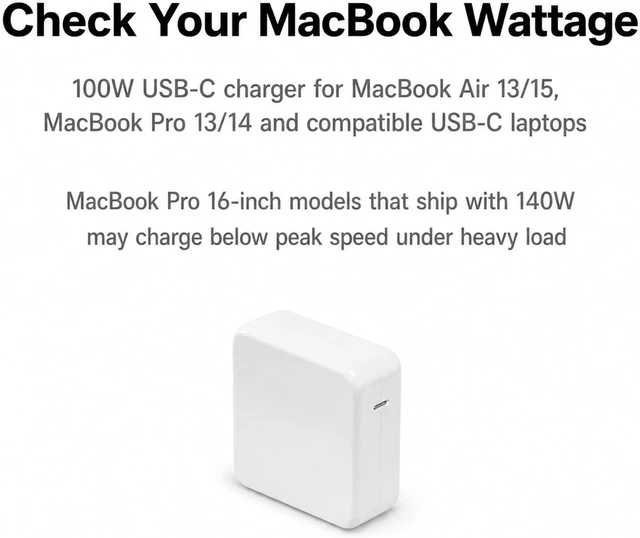 Alt view image 2 of 7 - 100W USB C MacBook Charger Compatible with MacBook Pro 13 14 15 16 inch MacBook Air 15 13 inch Fits All USB C Laptop Device and Comes with 6Ft Type C Cable