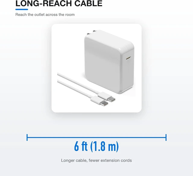 Alt view image 3 of 7 - 100W USB C MacBook Charger Compatible with MacBook Pro 13 14 15 16 inch MacBook Air 15 13 inch Fits All USB C Laptop Device and Comes with 6Ft Type C Cable