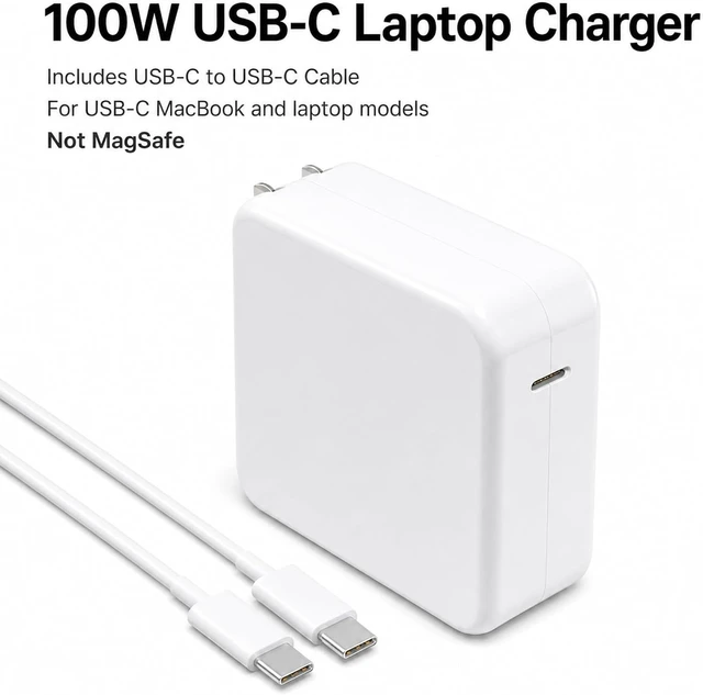 Alt view image 4 of 7 - 100W USB C MacBook Charger Compatible with MacBook Pro 13 14 15 16 inch MacBook Air 15 13 inch Fits All USB C Laptop Device and Comes with 6Ft Type C Cable