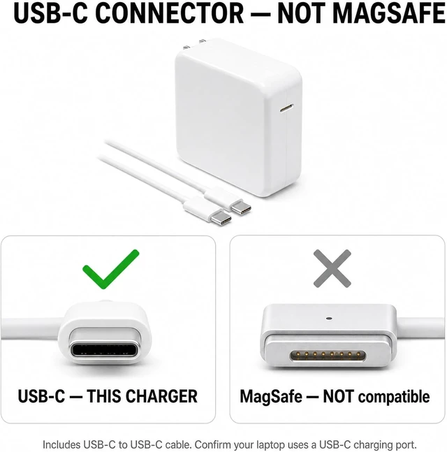 Alt view image 7 of 7 - 100W USB C MacBook Charger Compatible with MacBook Pro 13 14 15 16 inch MacBook Air 15 13 inch Fits All USB C Laptop Device and Comes with 6Ft Type C Cable