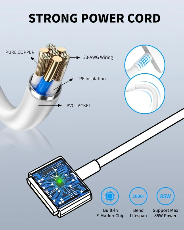 Alt view image 5 of 7 - Old Mac Book Pro Charger - 85W Magnetic 2 T-Tip Power Adapter (2012-2017)