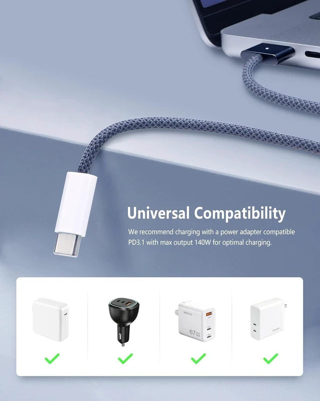 Alt view image 6 of 6 - Magnetic Charger Cable for MacBook Air & Pro 9.9 ft Midnight Blue
