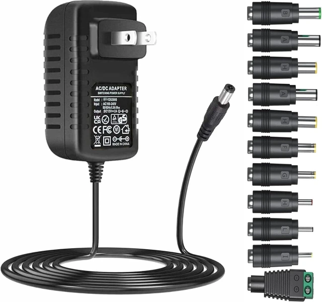 Main image of Universal AC Adapter 12V 2A Power Supply Charger 24W AC110V to DC12V 2000mA 1500mA 1000mA 500mA Power Driver 11 DC Plug Tips 12 Volt Converter Inverter Transformer ac dc Adapter(DC12V~2A)
