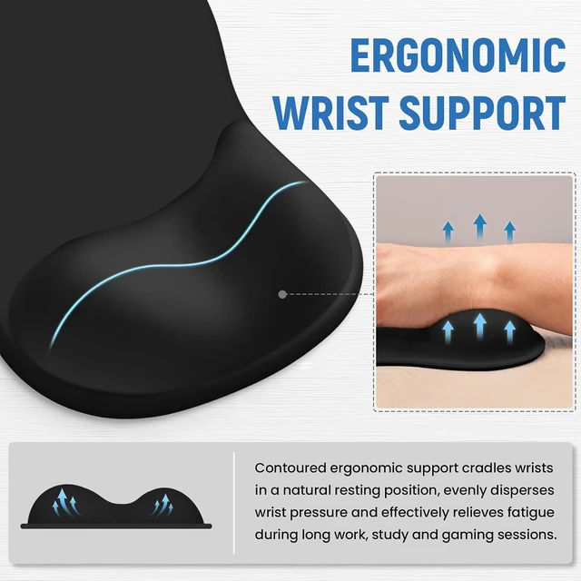 Alt view image 2 of 7 - Ergonomic Mouse Pad with Wrist Rest Gel Wrist Support Black