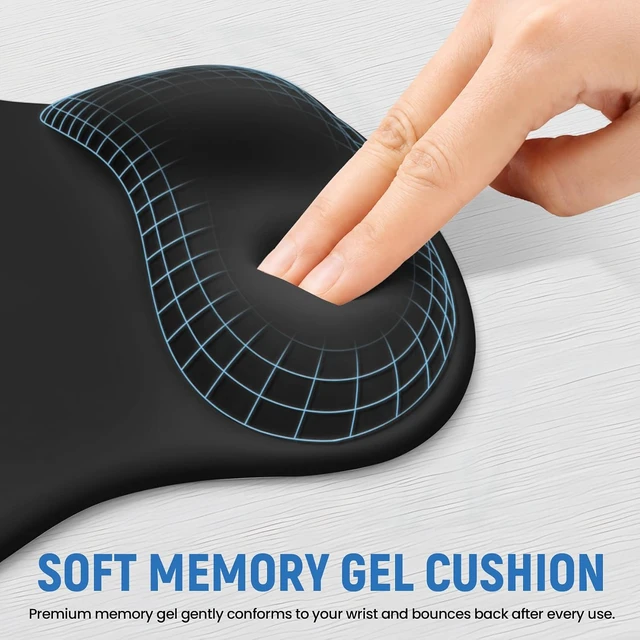 Alt view image 3 of 7 - Ergonomic Mouse Pad with Wrist Rest Gel Wrist Support Black