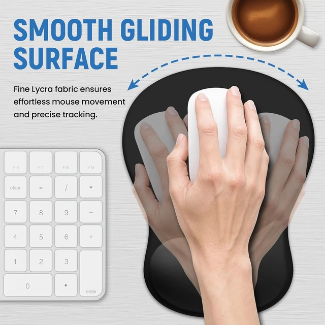 Alt view image 4 of 7 - Ergonomic Mouse Pad with Wrist Rest Gel Wrist Support Black