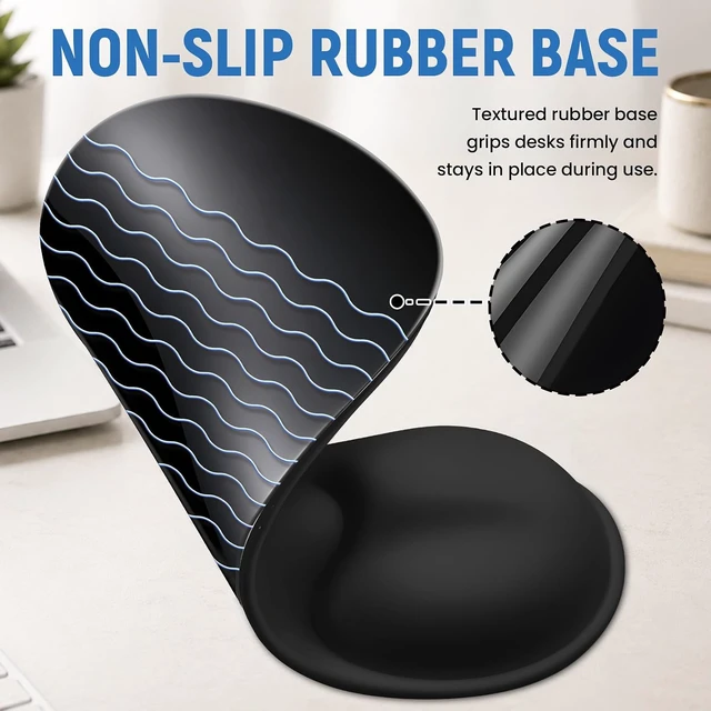 Alt view image 5 of 7 - Ergonomic Mouse Pad with Wrist Rest Gel Wrist Support Black