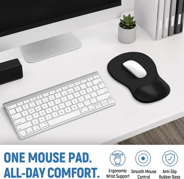 Alt view image 7 of 7 - Ergonomic Mouse Pad with Wrist Rest Gel Wrist Support Black