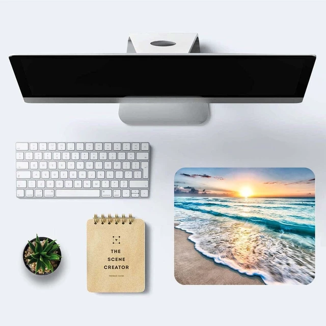 Alt view image 6 of 6 - Beach Sunset Mouse Pad Cute Mouse pad Custom Small Mouse Pads with Designs Portable Office Non-Slip Rubber Base Wireless Mouse Pad for Laptop