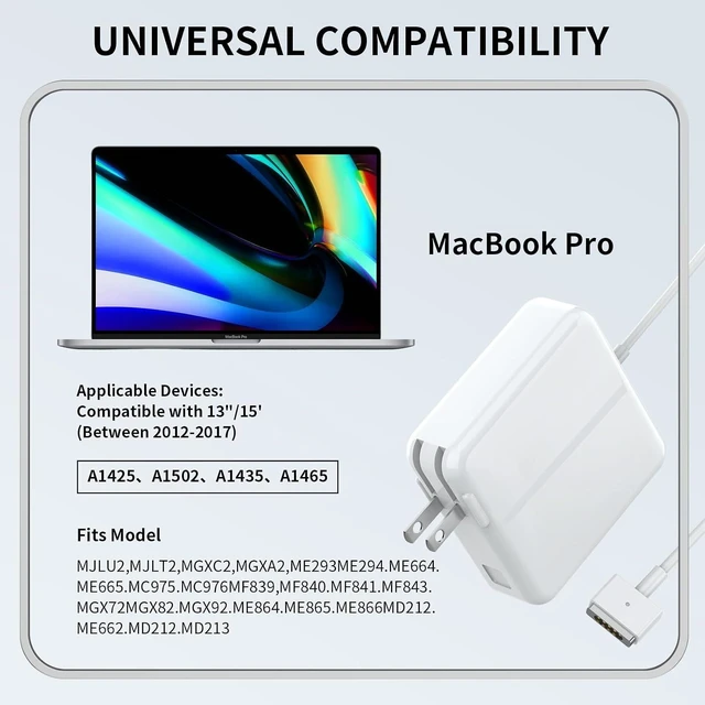 Alt view image 6 of 7 - 85W Mag-Safe 2 Charger for MacBook Pro 13 15 17 MacBook Air with T-Tip