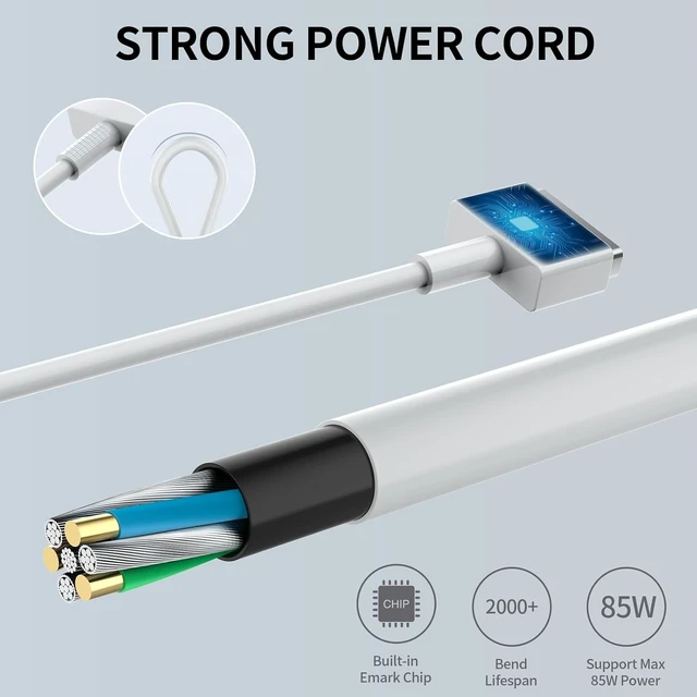 Alt view image 3 of 7 - 85W Mag-Safe 2 Charger for MacBook Pro 13 15 17 MacBook Air with T-Tip