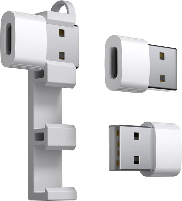 Alt view image 2 of 6 - USB to USB C Adapter 3-Pack White USBC Female to USB Male