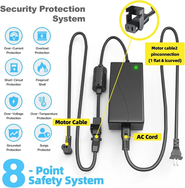 Alt view image 2 of 7 - Power Recliner Power Supply 2-Pin AC/DC Adapter 100-240V Quality 29V 2A Switching Transformer Replacement Part for Recliner Couch/Electric Sofa/Lift Chair/Standing Desk (Black 2)