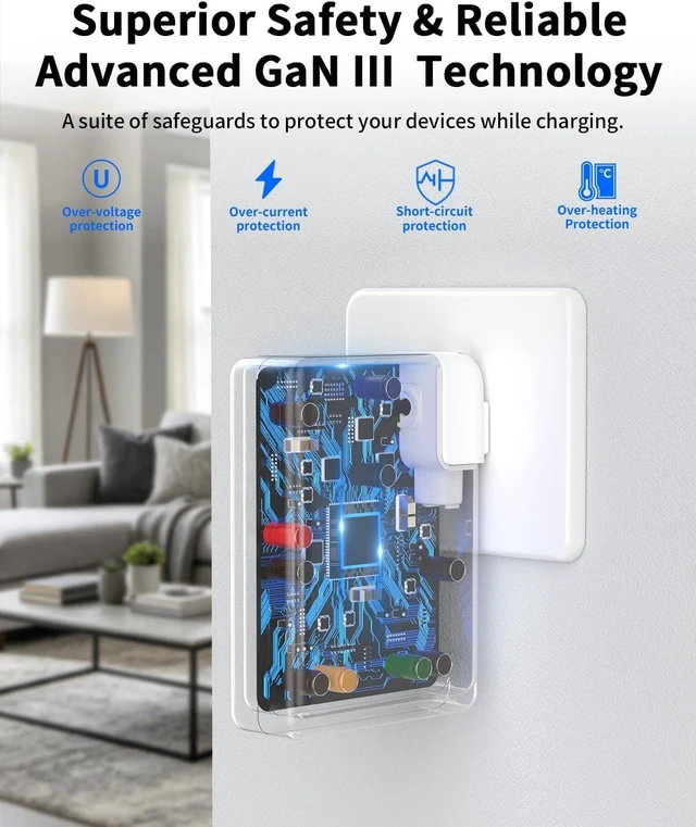 Alt view image 5 of 7 - Mac Book Pro Charger 140W USB C Power Adapter 10FT USB C to USB-C Cable