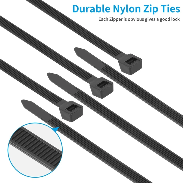 Alt view image 3 of 7 - 18 inch Black Zip Ties Heavy Duty 100 PACK 220 LBS Ultra Exclusive Strong Plastic Wire Ties Large Cable Ties Extra Long Tie Wraps Indoor and Outdoor UV Resistant