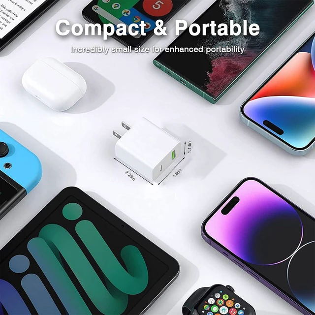 Alt view image 5 of 6 - 4 Pack USB C Charger Block 20W USB-C & USB-A Port Charger for i Phone 17/16