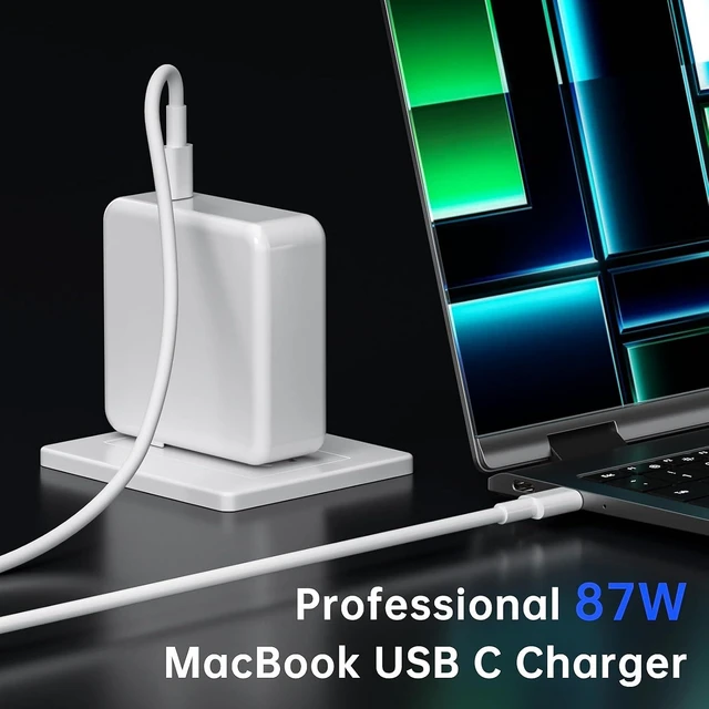 Alt view image 3 of 6 - 87W USB C Fast Charging Power Adapter with 6ft USB-C Cable for MacBook Pro 13/14/15/16-inch 2016-2025 & MacBook Air 2018-2025