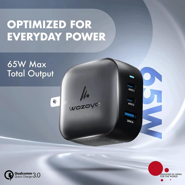Alt view image 2 of 7 - 65W GaN Charger 2XType-C & USB-A Superfast 2.0 Charging Compatible for iPhone 17/16/16 Pro Max/15 Series/iPad Pro Smartphones Tablets and More PD/PPS/QC 3.0 Compact Foldable Plug