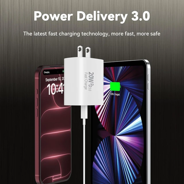 Alt view image 4 of 6 - iPhone 18 17 16 15 Pro Max Charger Fast Charging 20W 10 FT Long USB C Cable