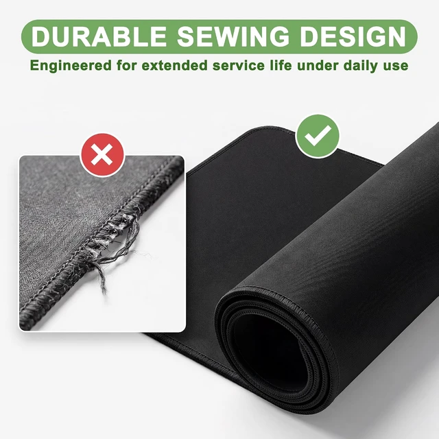 Alt view image 4 of 7 - 3 Pack Mouse Pad Stitched Edges and Non-Slip Rubber Base Black