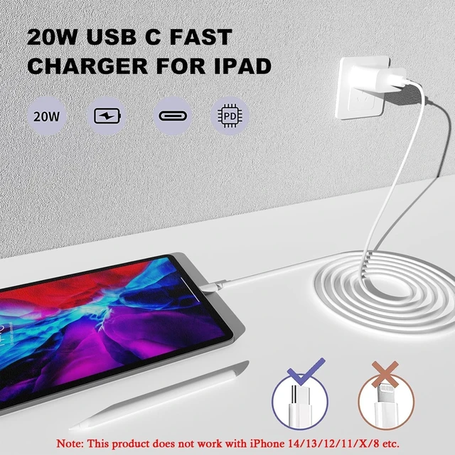 Alt view image 6 of 7 - iPhone 17 16 15 Charger Fast Charging 2Pack 20W iPad USB C Wall Charger Block with 6FT USB C to C Cable for iPhone 17/Pro/Pro Max/17 Air/ 16/Pro/Pro Max/15/Pro/Pro Max