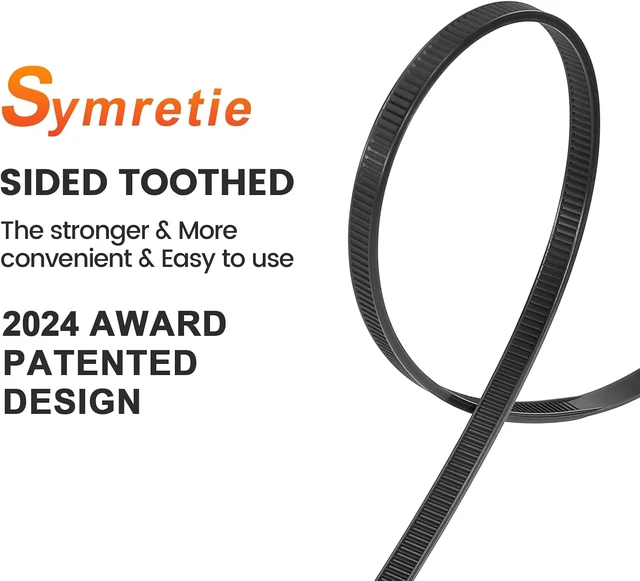 Alt view image 4 of 7 - 18 -double-sided tooth zip ties black. : 120lbs tensile strength. Heavy-duty self-locking adjustable durable nylon ties for indoor/outdoor use. (100Pack black)