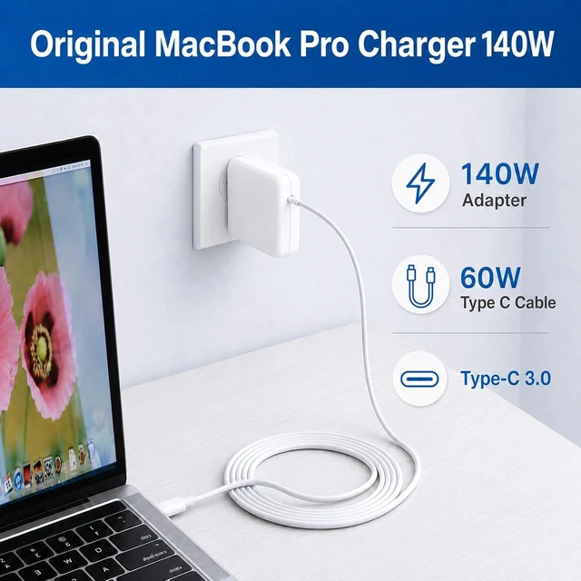 Alt view image 4 of 7 - 140W Mac Book Pro Charger Original Quality USB C Super Fast Charger Cable Compatible with MacBook Pro/Air 16 14 Inch M1 M2 M3 M4/ipad Pro/ Galaxy and All USB C Device