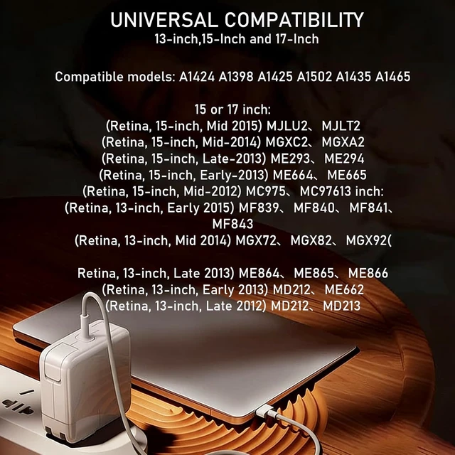 Alt view image 5 of 7 - Mac Book Pro Charger 85W Magnetic Mag2 T-Tip AdapterApplicable 2012-2017