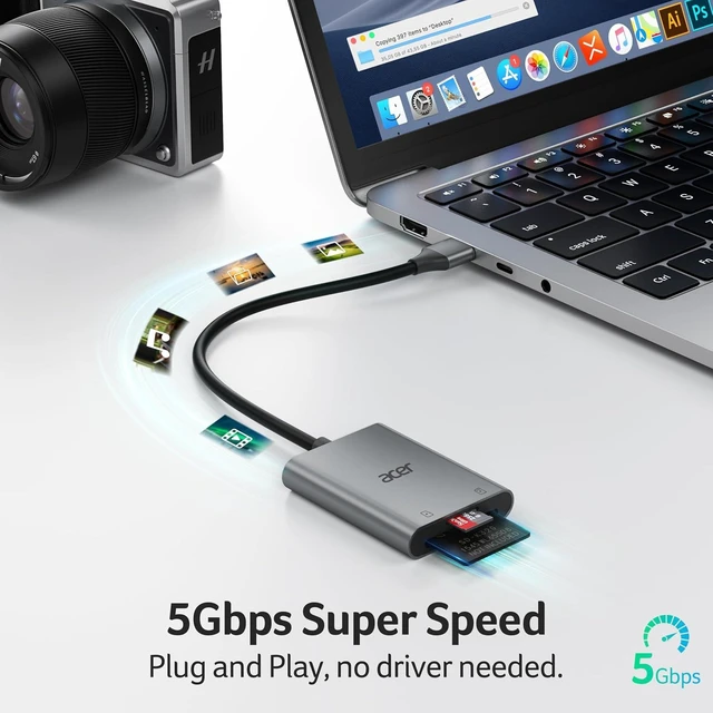 Alt view image 2 of 7 - SD Card Reader USB A 3.0 to Micro Memory Card Reader Aluminum