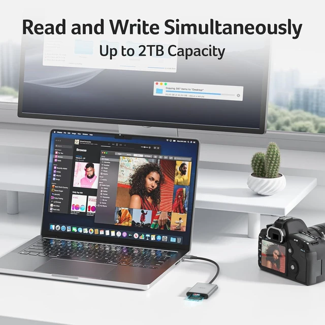 Alt view image 3 of 7 - SD Card Reader USB A 3.0 to Micro Memory Card Reader Aluminum