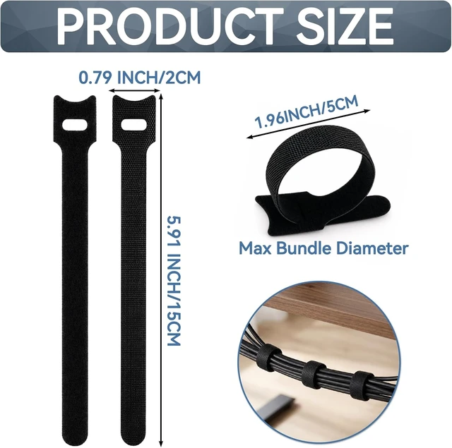 Alt view image 2 of 7 - 120 PCS 6 Inch Reusable Cable Ties Cable Management