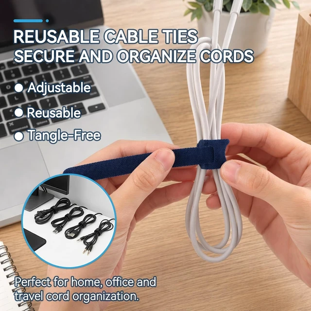 Alt view image 4 of 7 - 120 PCS 6 Inch Reusable Cable Ties Cable Management