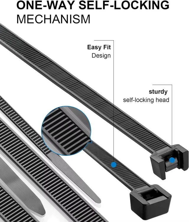 Alt view image 4 of 6 - Black Zip Ties Heavy Duty 70 LBS 16-inch Long Cable Ties 100 Pack